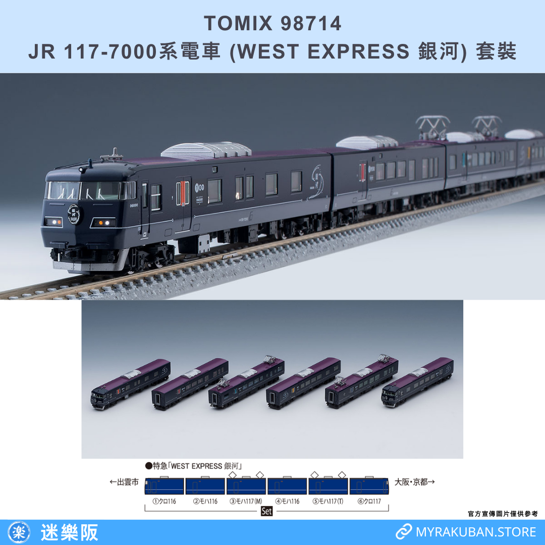 TOMIX 98714 JR 117-7000系電車(WEST EXPRESS 銀河)套裝