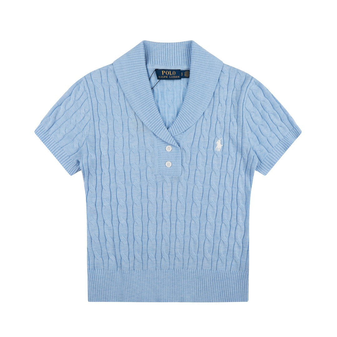 預訂 RL Polo 小馬刺繡麻花針織短袖棉衫 
