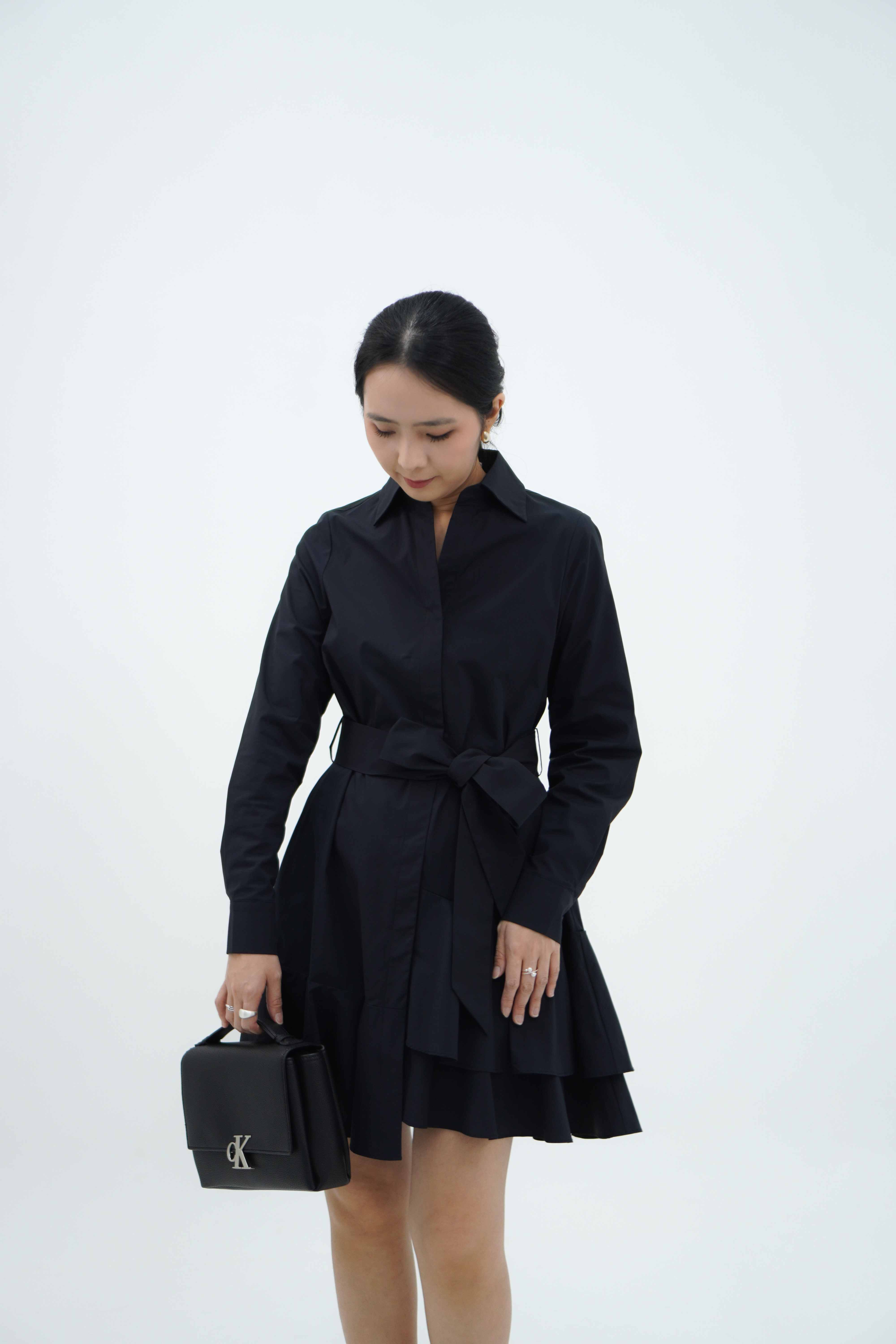 【设计师款】长袖层叠下摆连衣裙 Long Sleeve Dress with Ruffle Hem