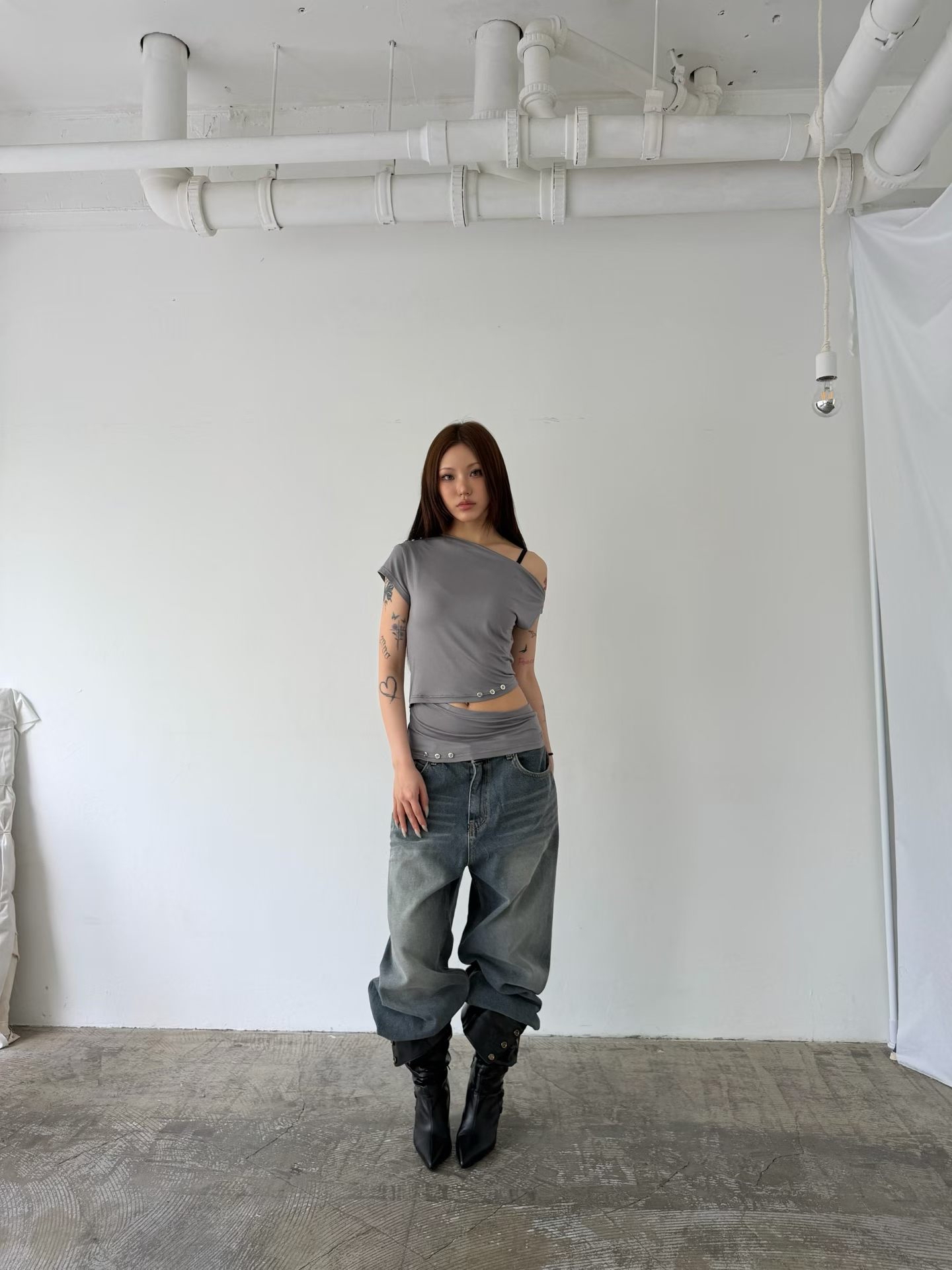 Asymmetric Ruched Cutout Top