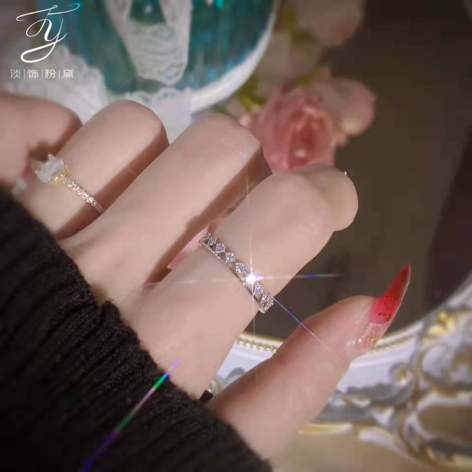 小众铜镀白金保色 开口可调节戒指 多款可选