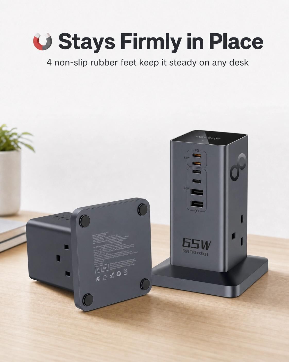 Connecty Just Tower+ 65w 8合1 2AC+6USB 充電拖板 PS106D [預計8月中出貨]