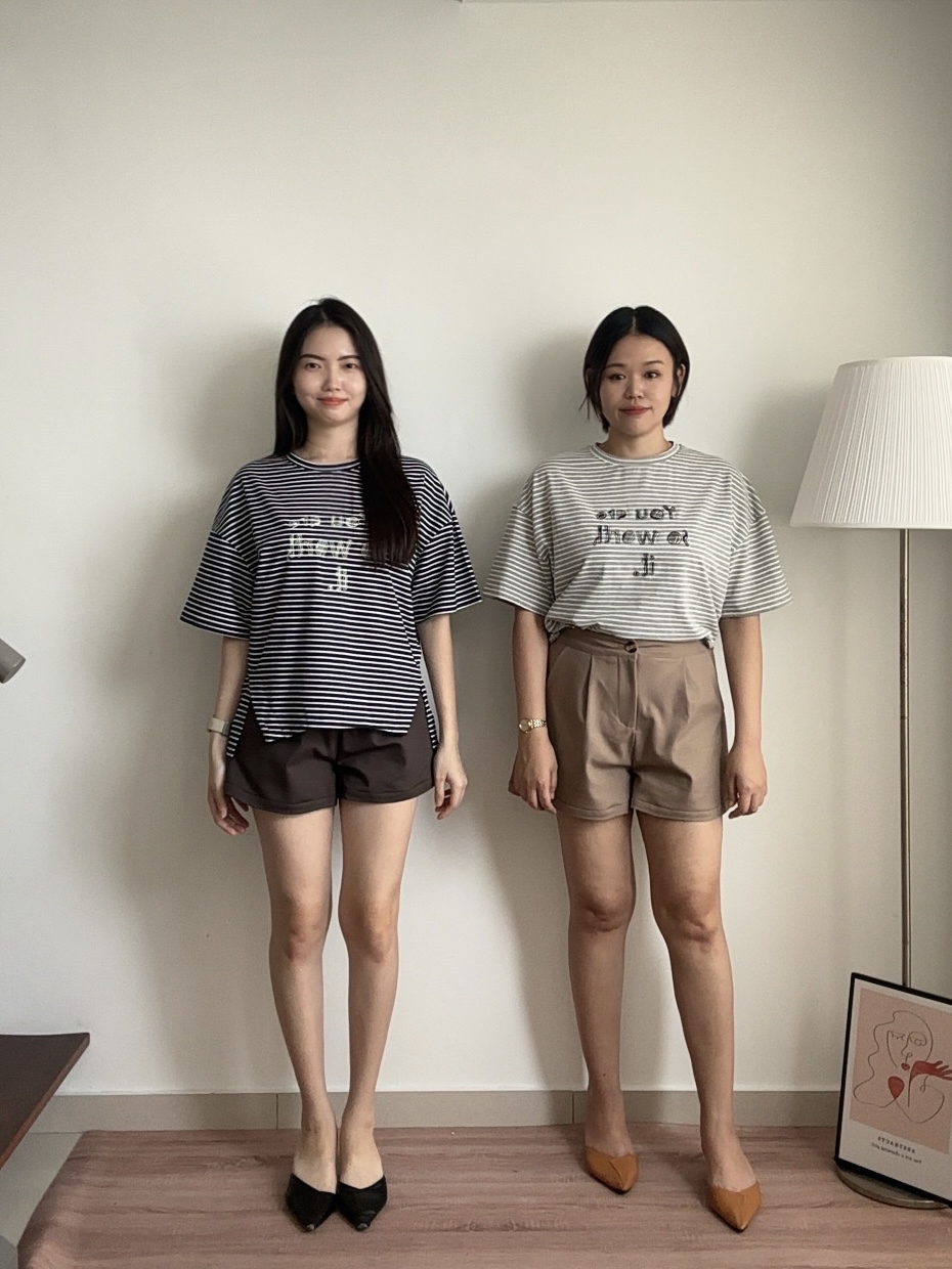 T4445 Striped Oversized Tee - 3 Colors 