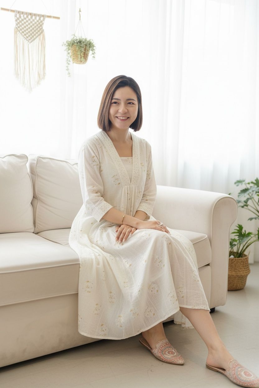 1657 White V-Neck A-Line JP Style OP 44"