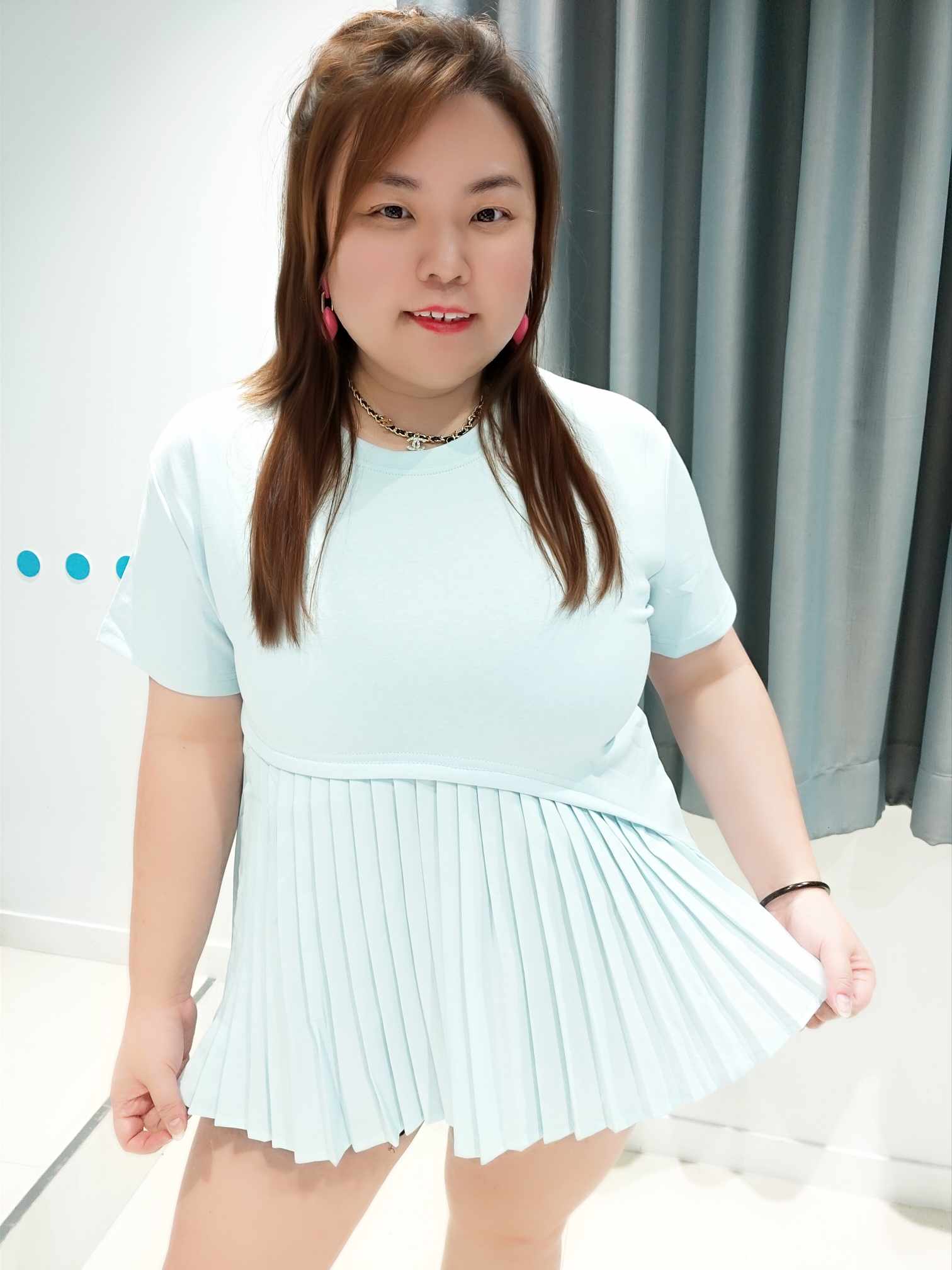 DSC10(4108#) 百叶下摆拼接款时尚上衣