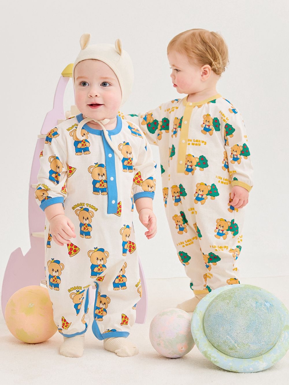 🌸預訂 韓國直送🌸🇰🇷Milk Baby兩色小熊滿印長袖連身服