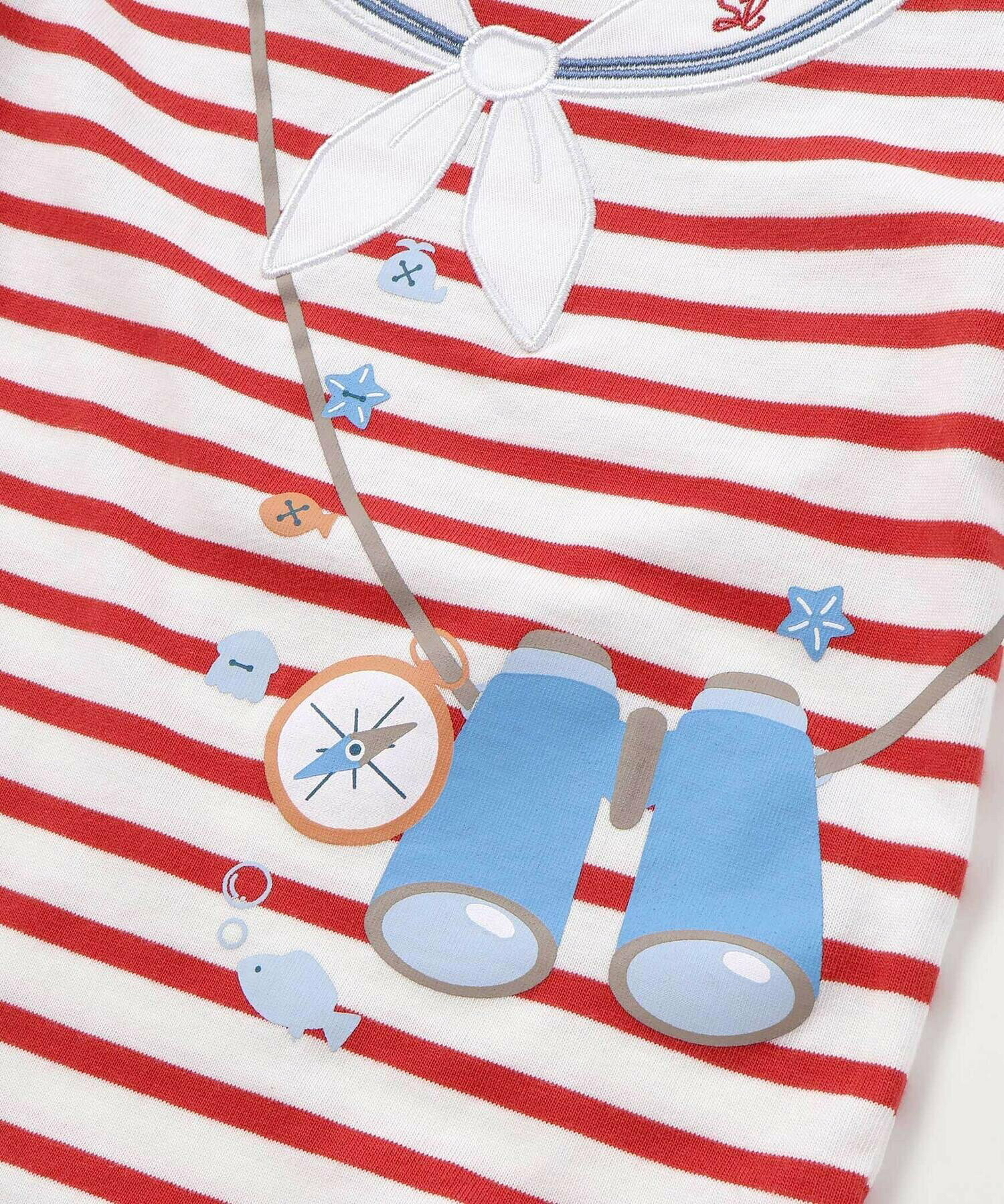 🇯🇵預訂 日本直送🇯🇵Slap Slip Baby兩色指南針望遠鏡印花水手領貼花短袖包屁衣