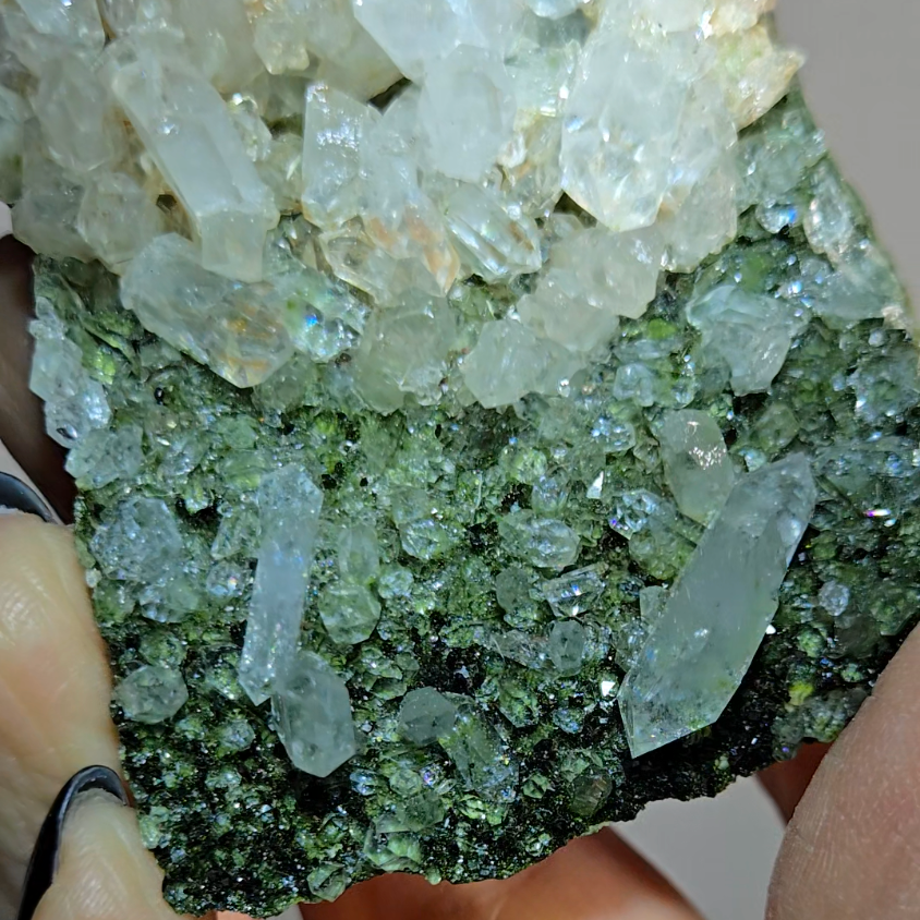 Epidote specimen with double-terminated quartz inclusions - ED4