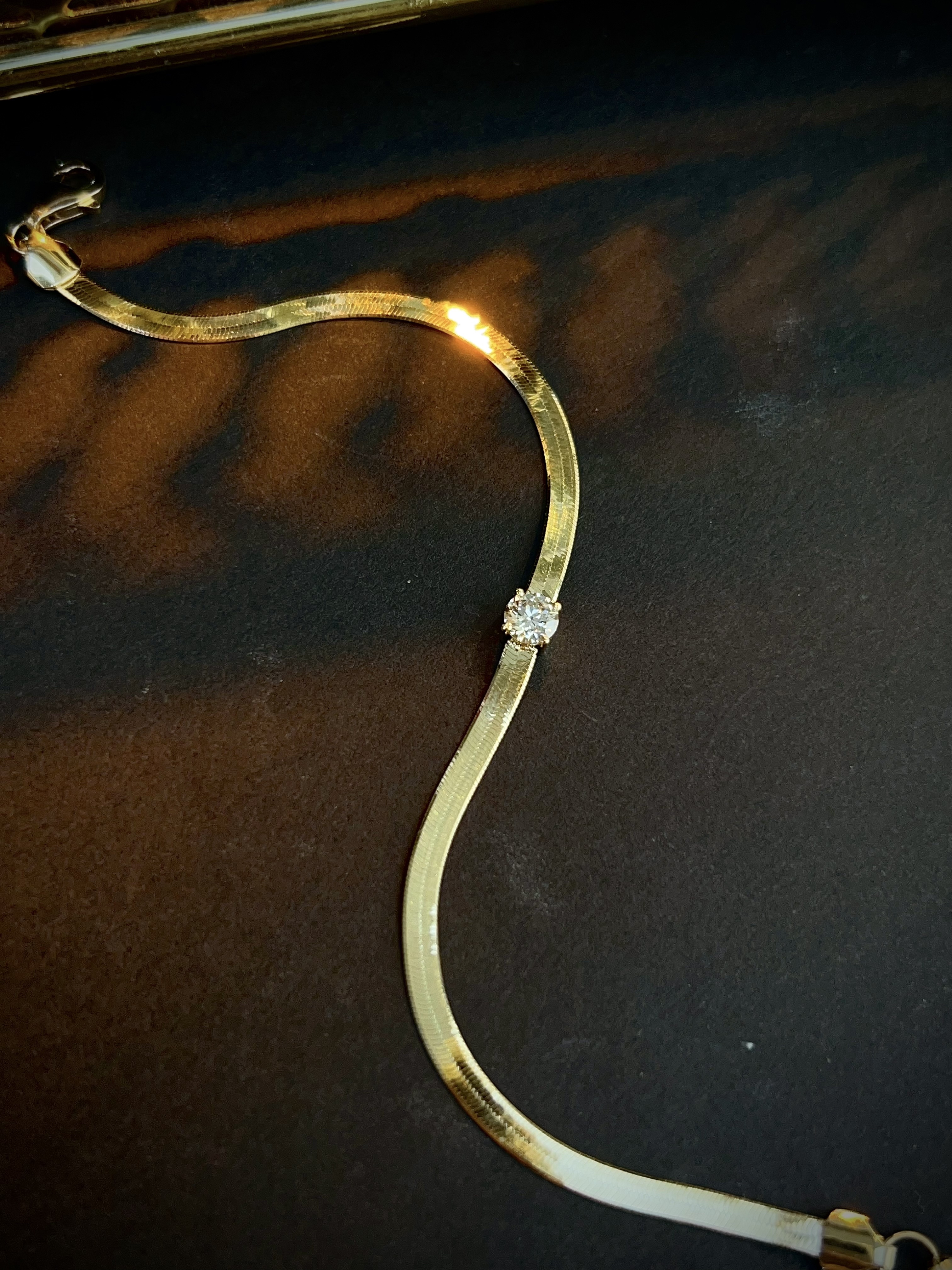 Diamond flat snake bone bracelet N240251