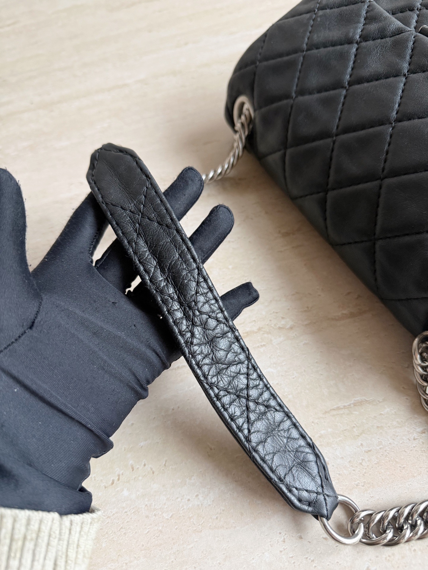 【預訂貨品】Chanel黑銀羊皮愛丁堡腋下包