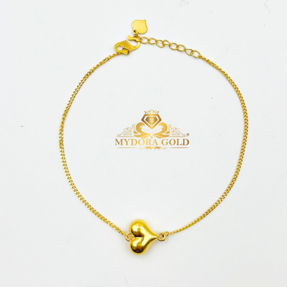 MYDORA Rantai Tangan Mesin + Love Gemuk Licin l EMAS 916/22K