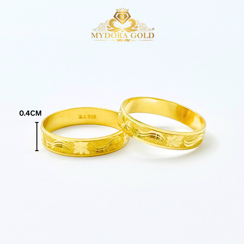 MYDORA Cincin Belah Rotan Pahat Pasir l EMAS 916/22K