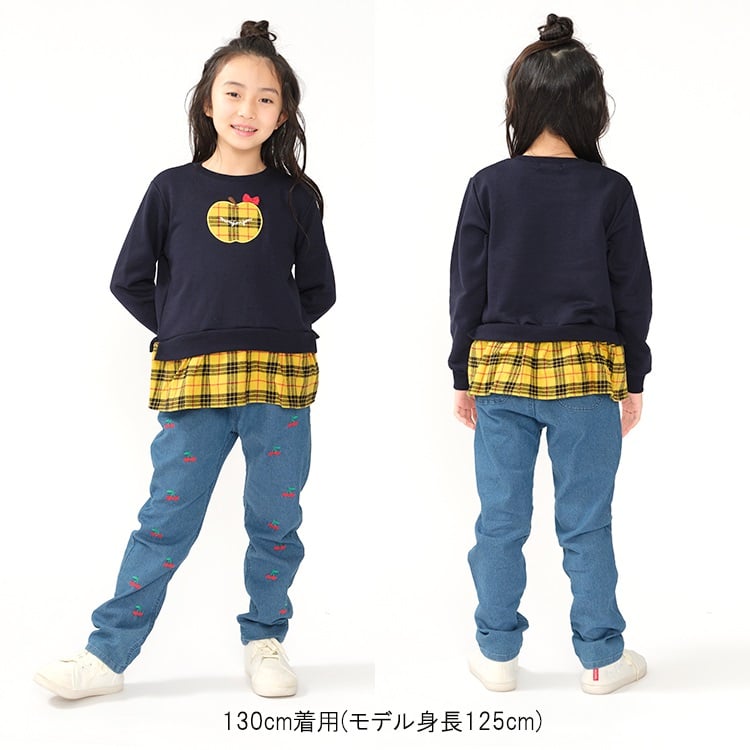 🆕【⭐訂購⭐】🌀 🇯🇵 日本直送 櫻桃刺繡 褶襉設計 彈性牛仔長褲 🌀 [ELJA-0014][261101]