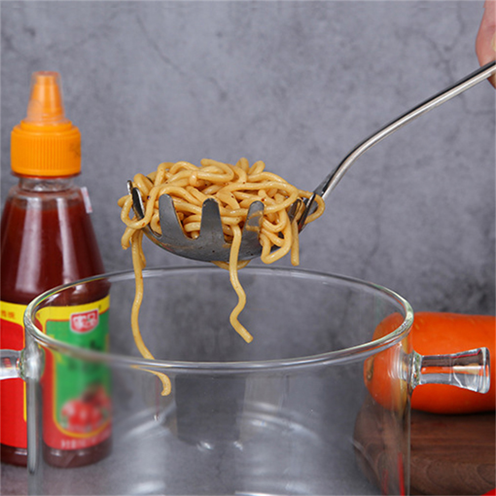 不鏽鋼撈麵勺 意麵爪勺 粉麵叉 漏勺 冰塊鏟 粉麵鏟 扒麵鏟勺  [平行進口] HK2732