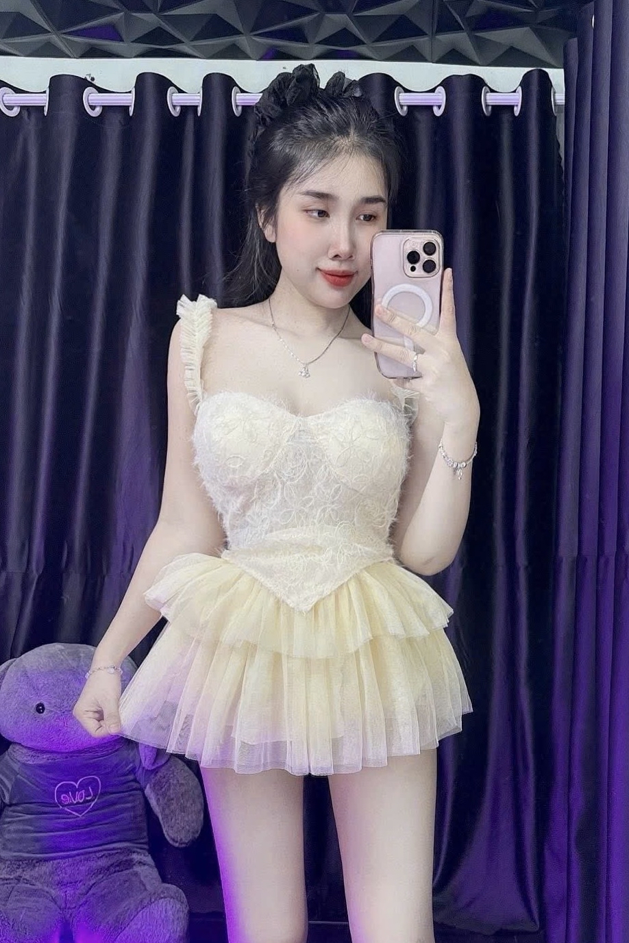 甜心領口多層薄紗派對套装