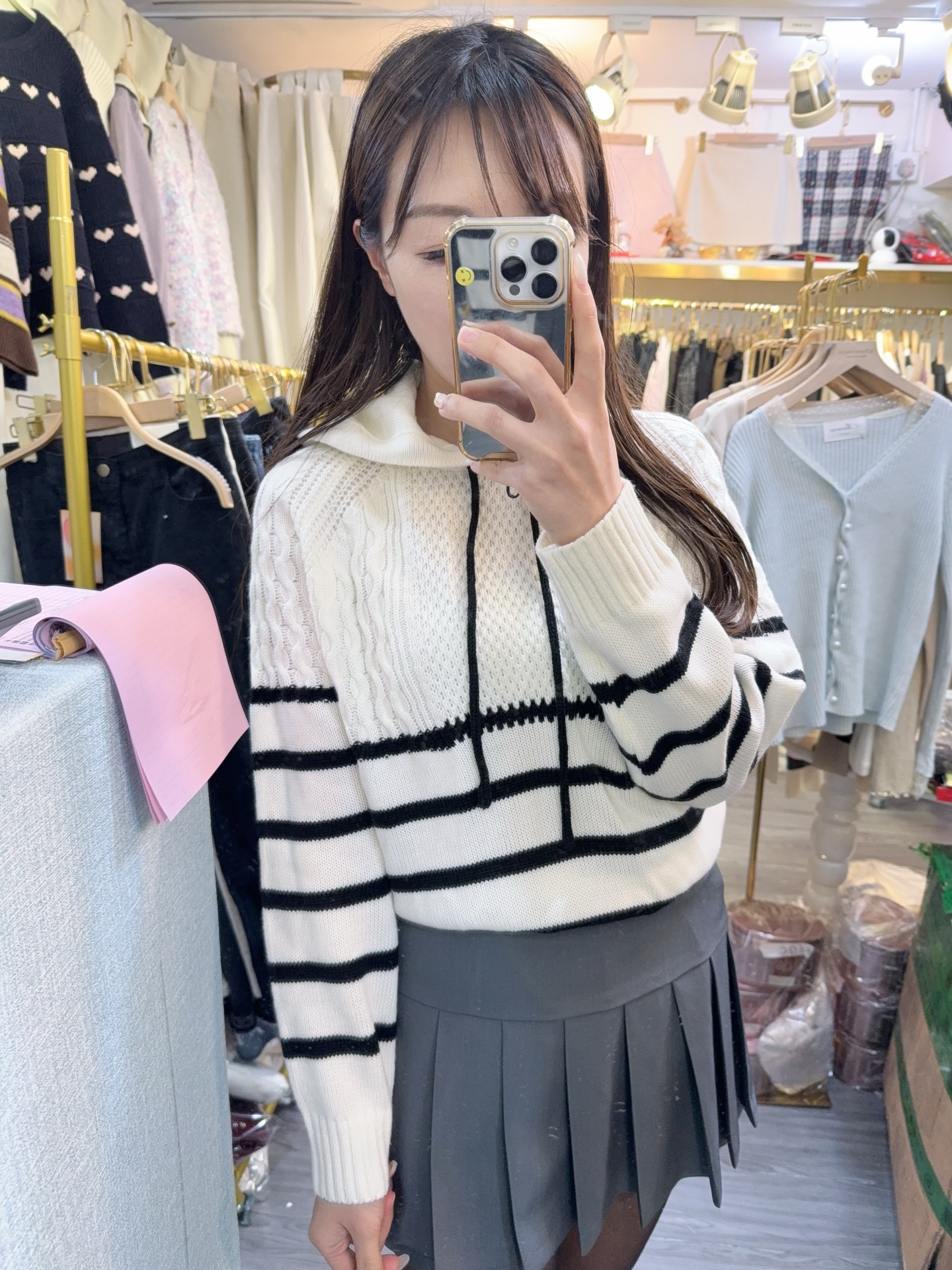 春季線針織麻織紋衛衣款