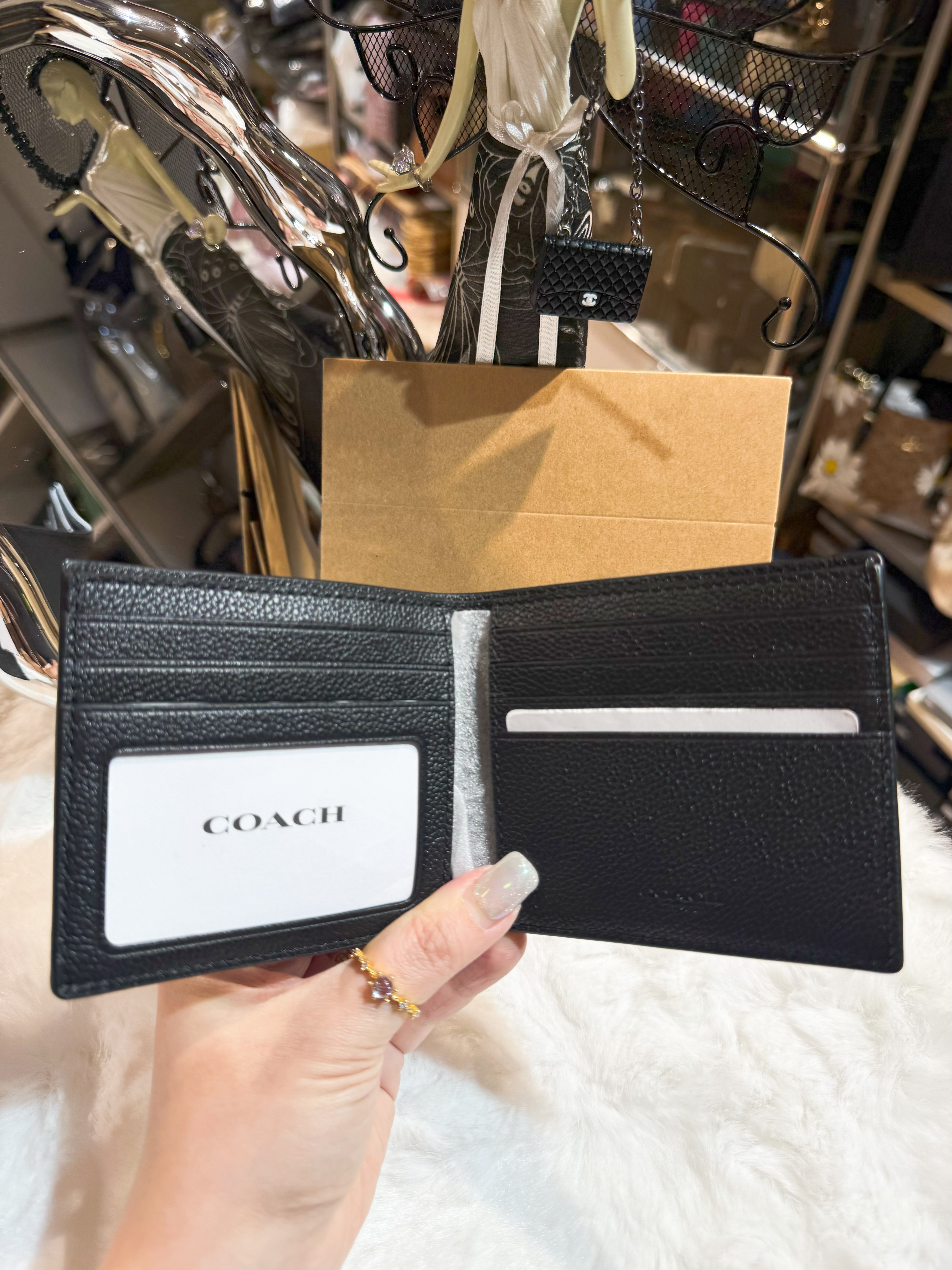 Coach bi fold wallet id/pebb/blk