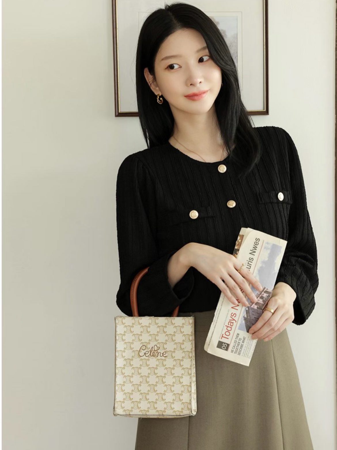 ❥ Gold Button Cardigan 。
