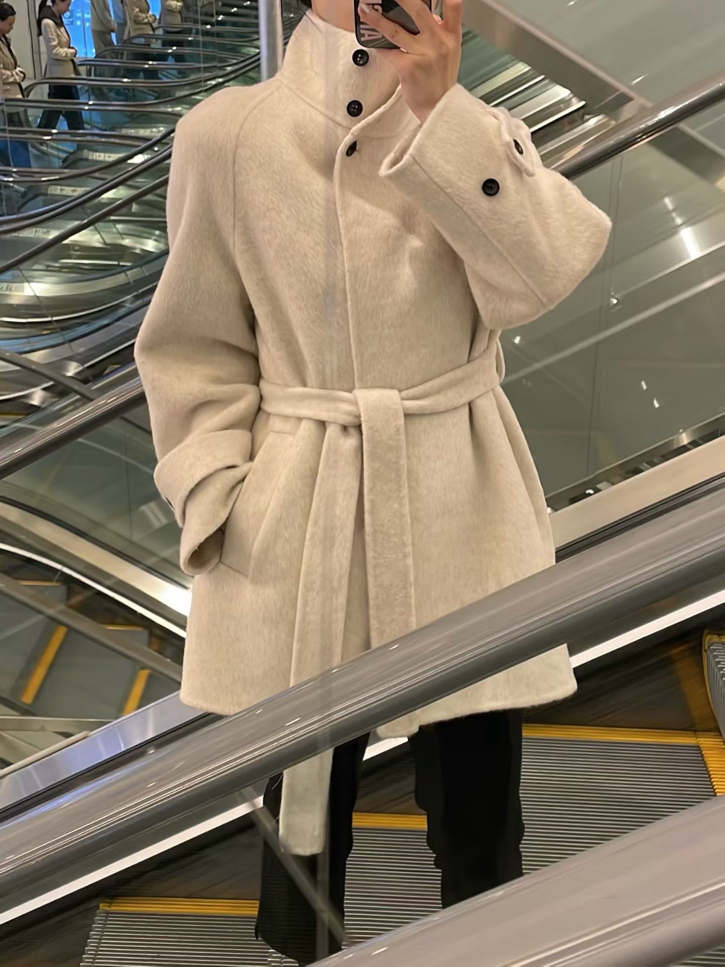 Premium wool cropped coat