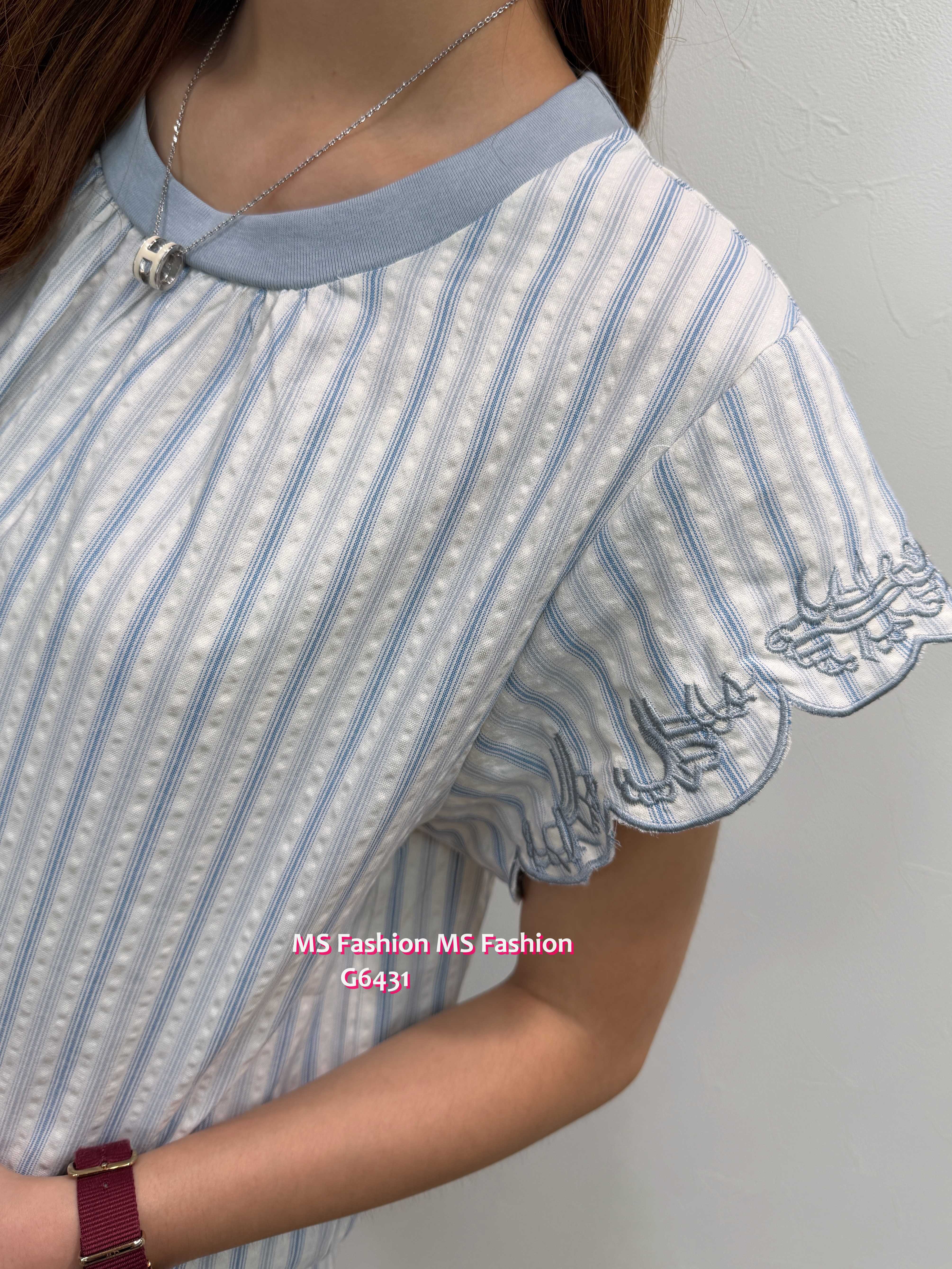 G6431 直條波浪袖top