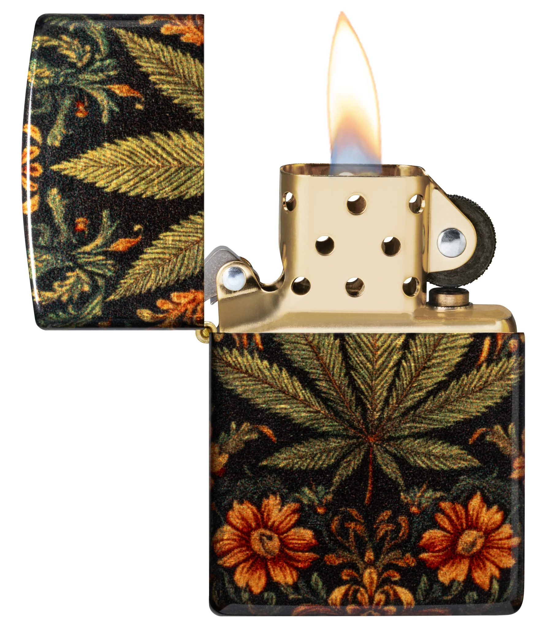 美國製造 | Zippo指定經銷商 Zippo Lighter 大麻葉和花設計 打火機 Cannabis Tapestry Leaf and FLower Design Lighter 47139