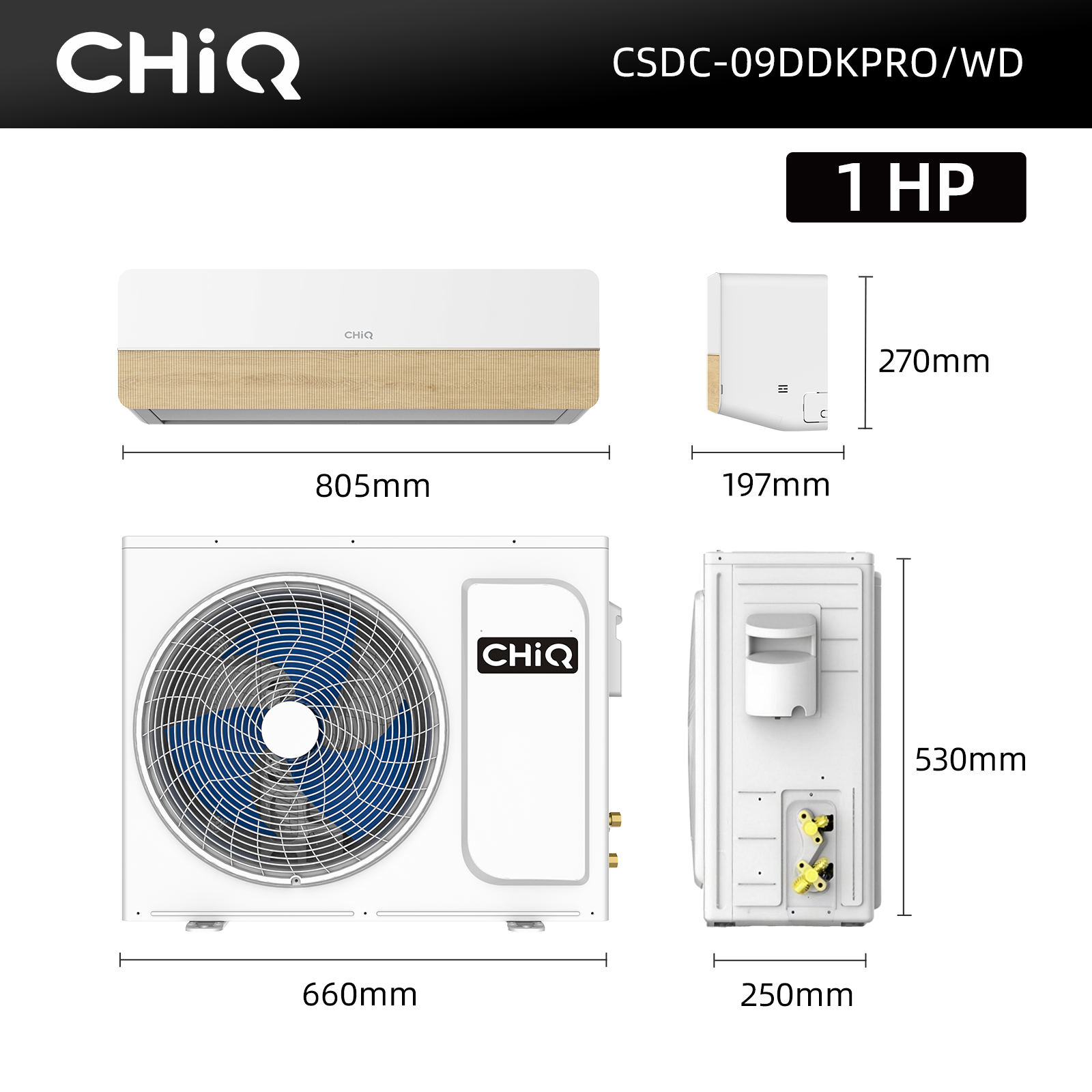CHiQ 1.0HP R32 Inverter Grace Wooden Air Conditioner (CSDC-09DDKPRO)