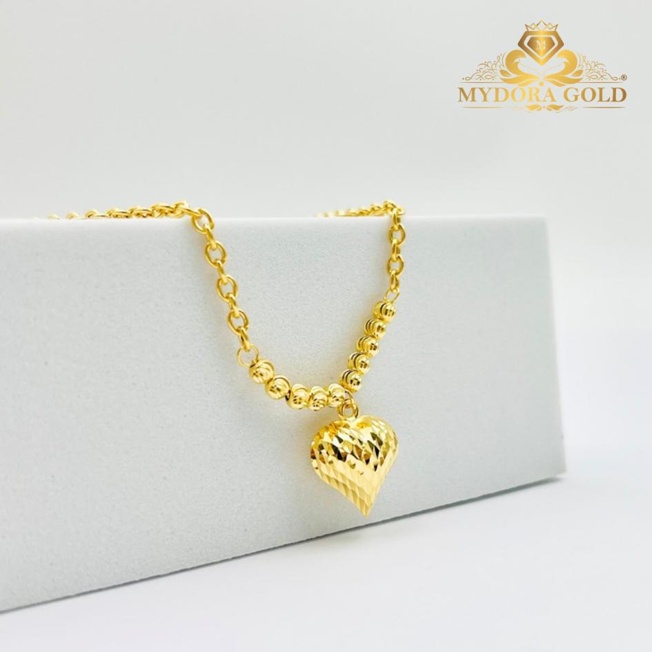 MYDORA Rantai Leher Sauh + Boba + Love Pahat l EMAS 916/22K