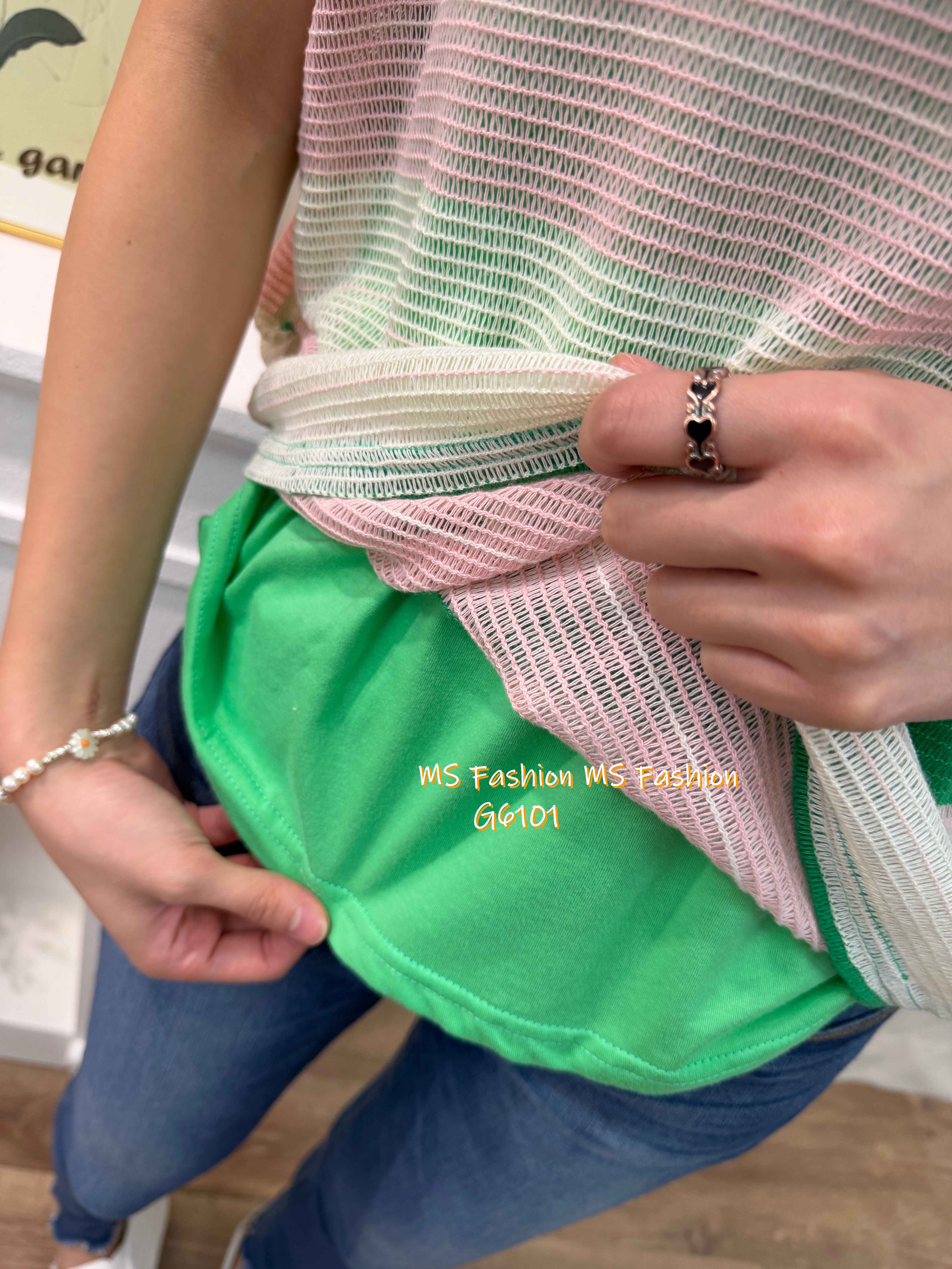 G6101 韓國🇰🇷靚色橫間top set