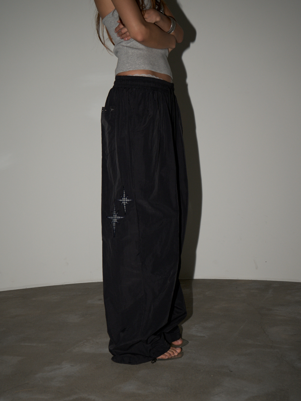 Star Embellished Nylon Pants