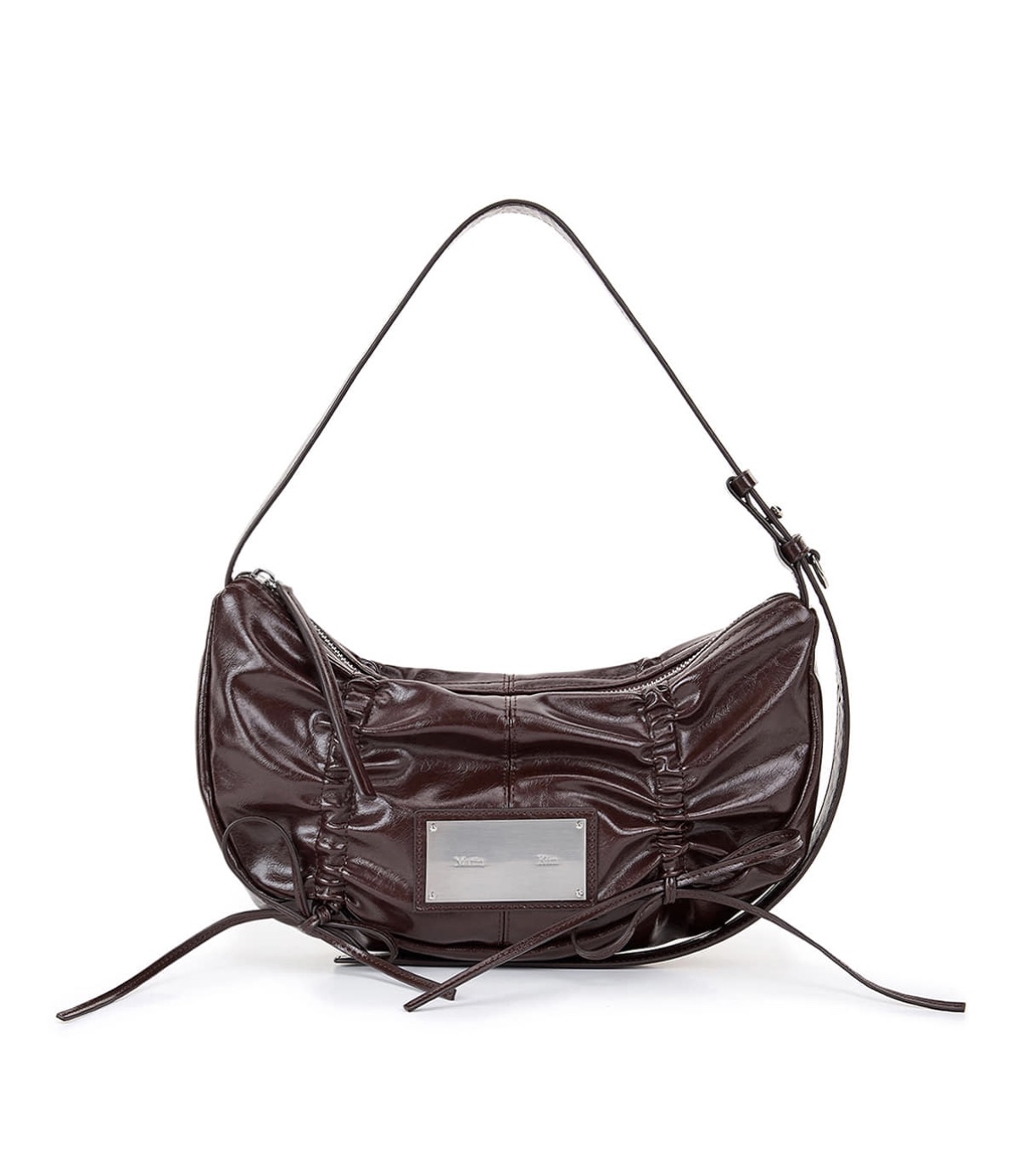 MATINKIM直播限時折扣 HALF SHIRRING RIBBON RPUND BAG IN BROWN