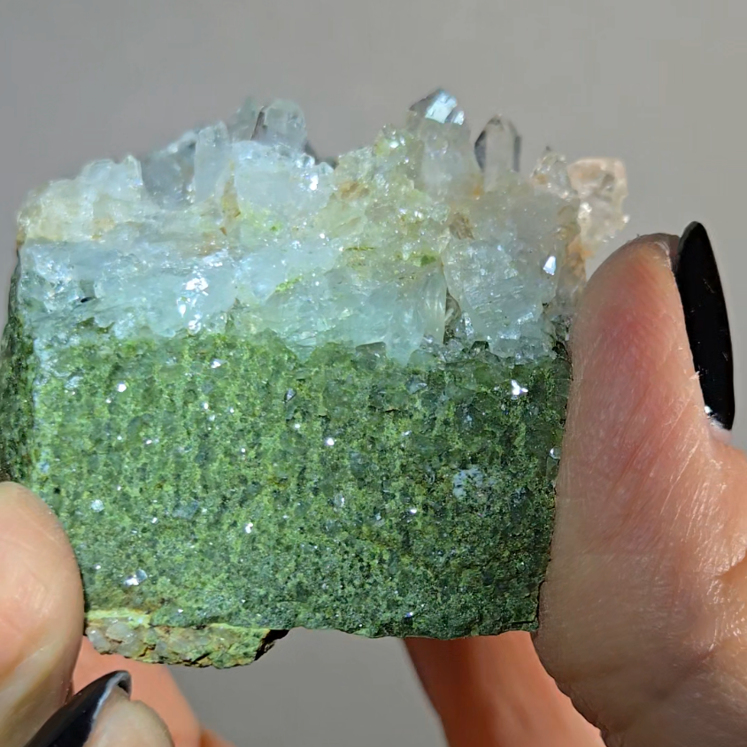 Epidote specimen with double-terminated quartz inclusions - ED4