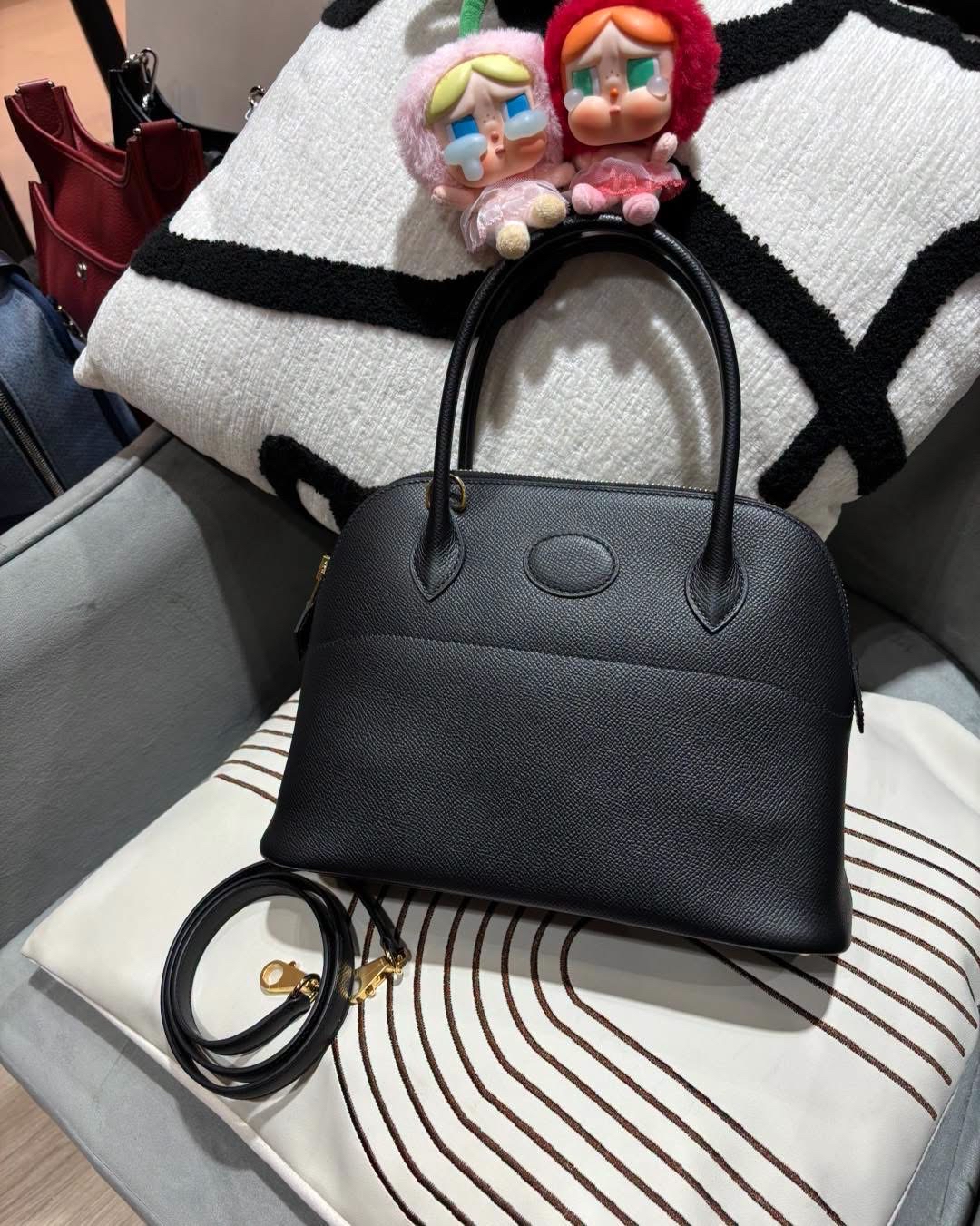 Hermes bolide 27,黑色牛皮金扣 STAMP D  100%Authentic ,99%new ✅肩帶全新未使用✅dust bag✅box 
