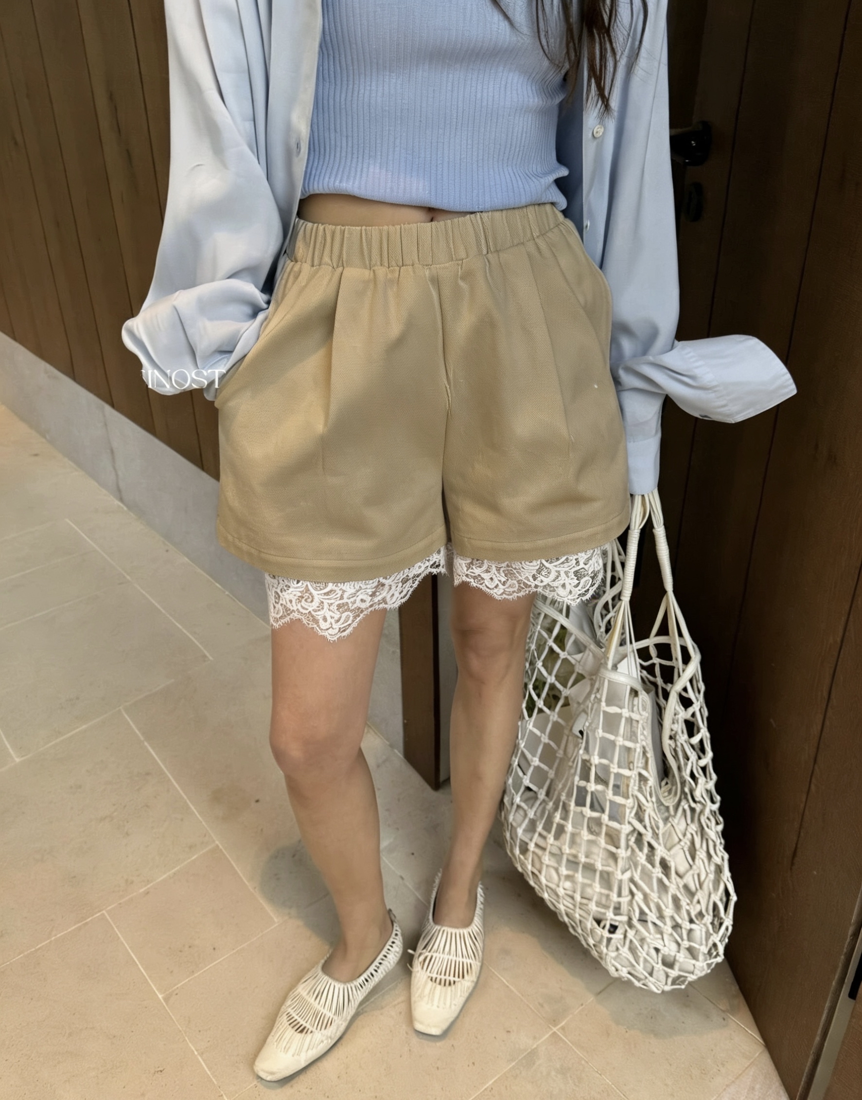 橡筋腰lace 腳短褲 