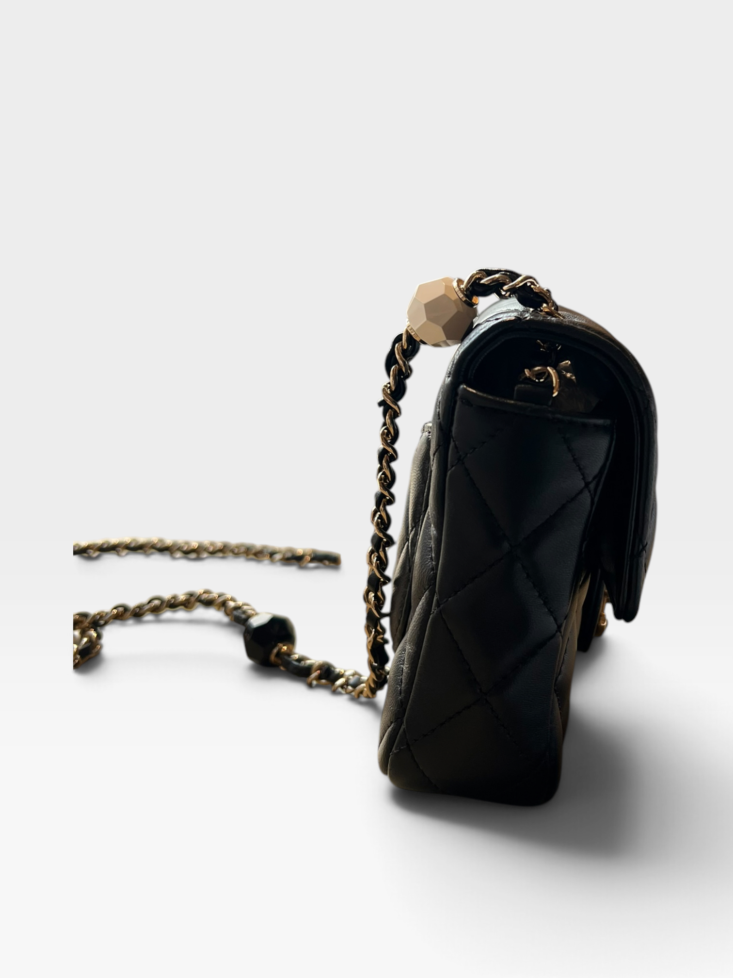 Pre-Owned CHANEL Mini Square Flap Bag with Pearl Detail / Product Code: B60361