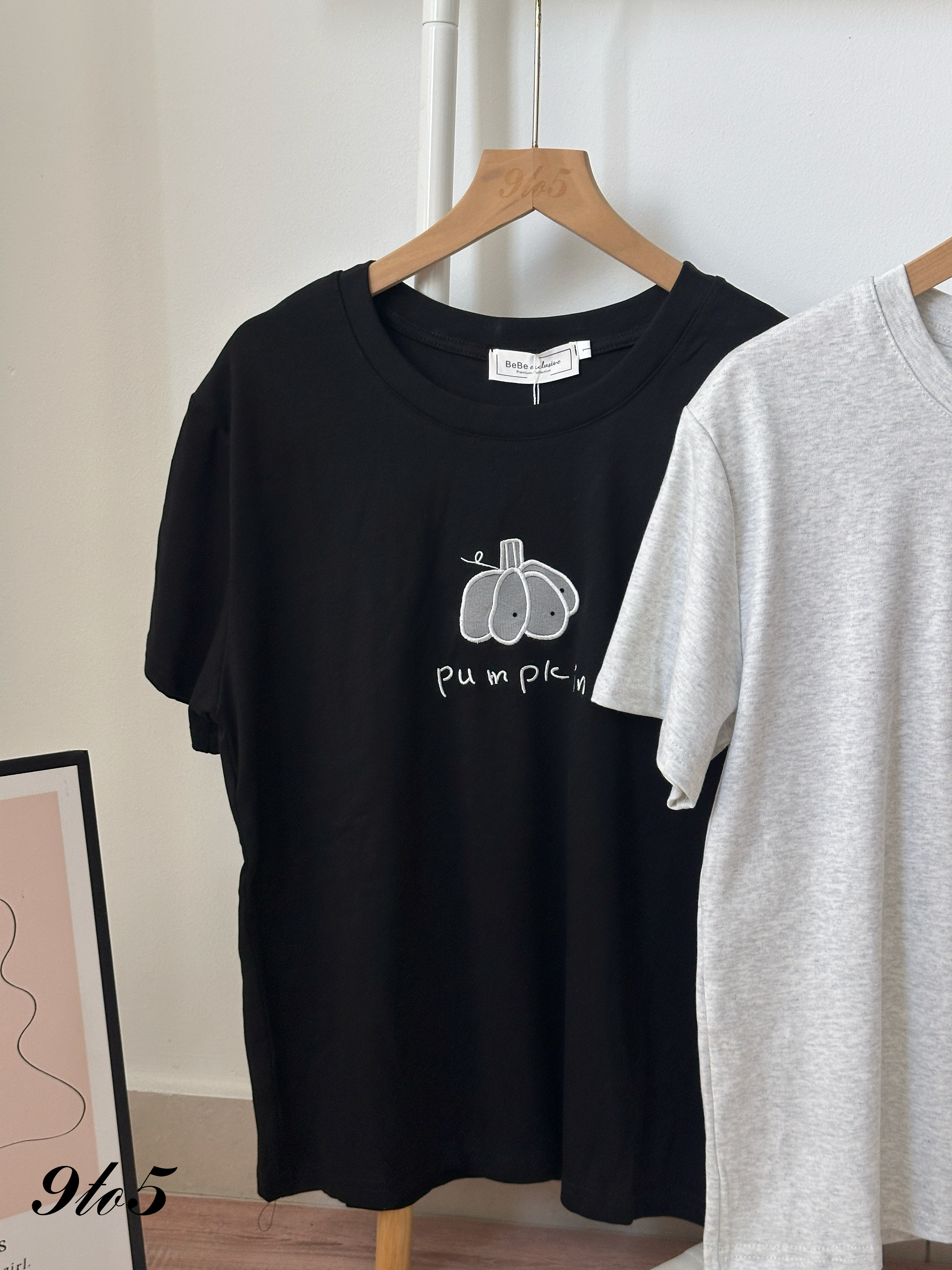 T4261 Embroidery Pumpkin Tee - 4 Colors 
