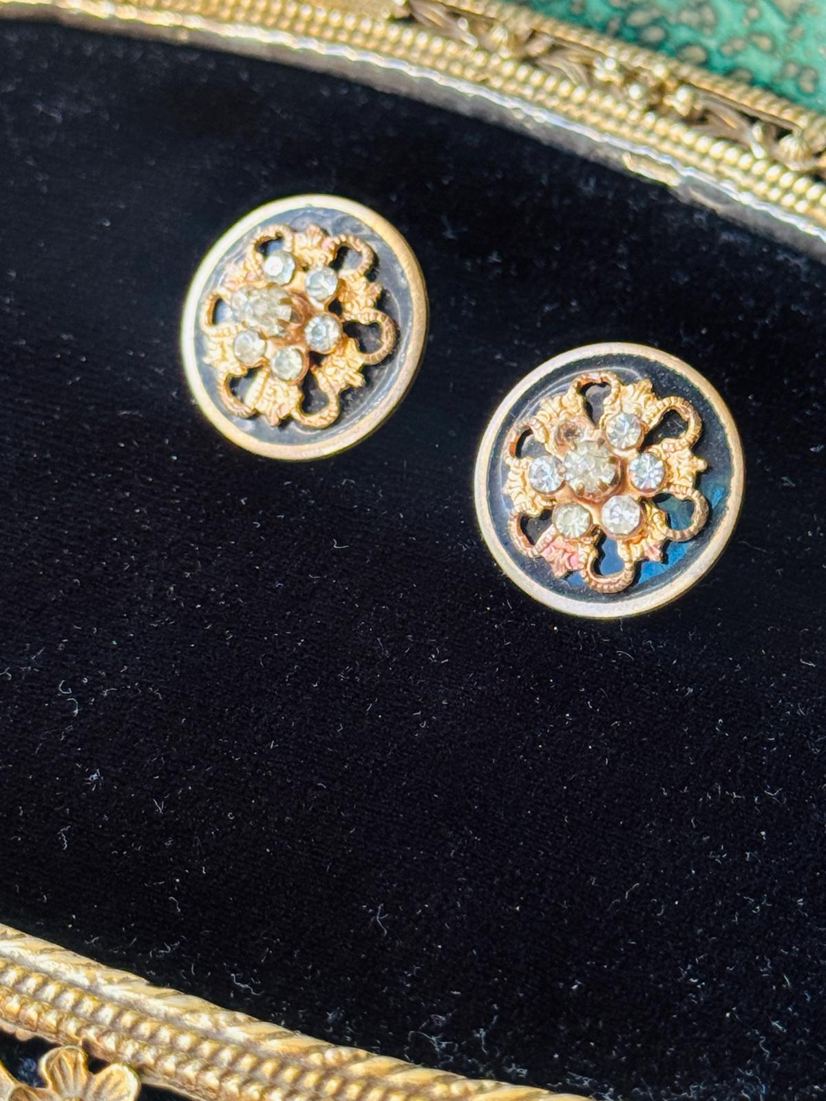 Vintage C.a. 1940-50s Victorian Revival Screw-back Earrings(MT2155)