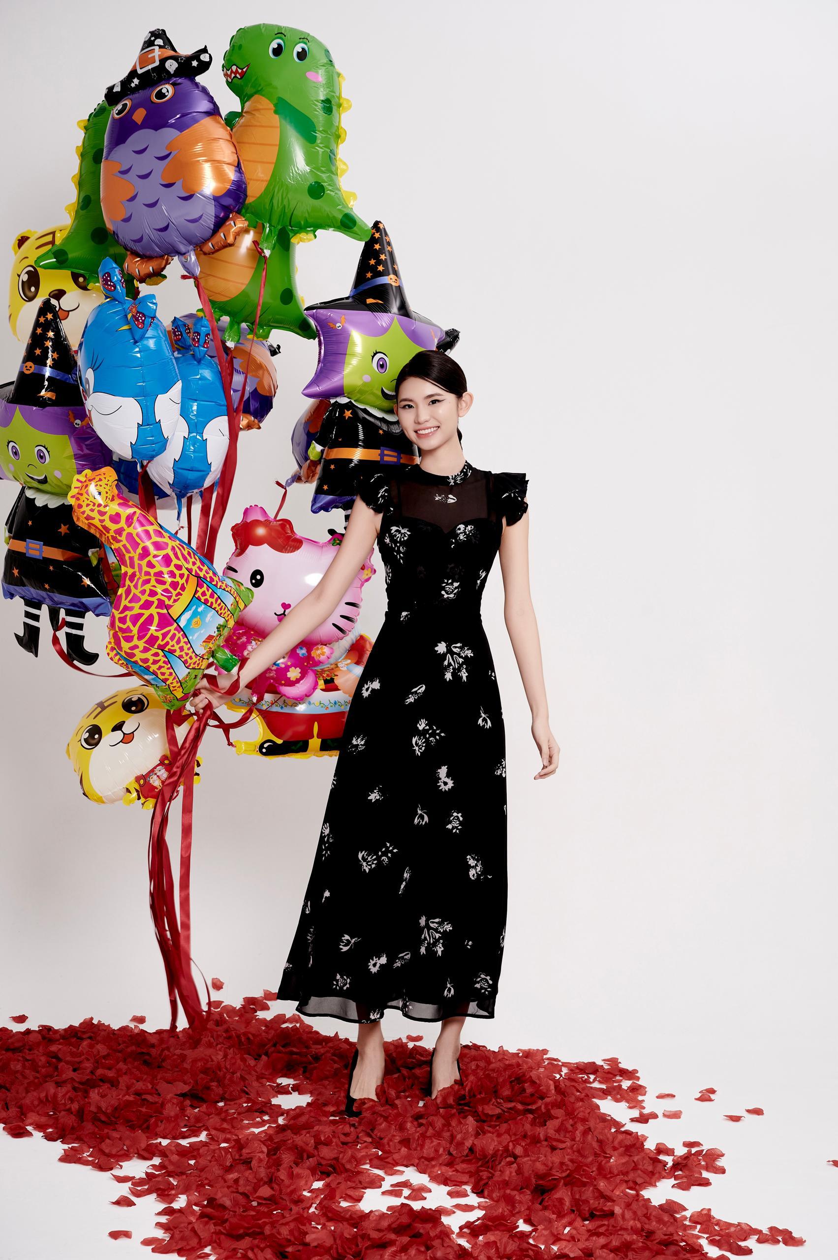 荷叶袖雪纺连身裙 2137