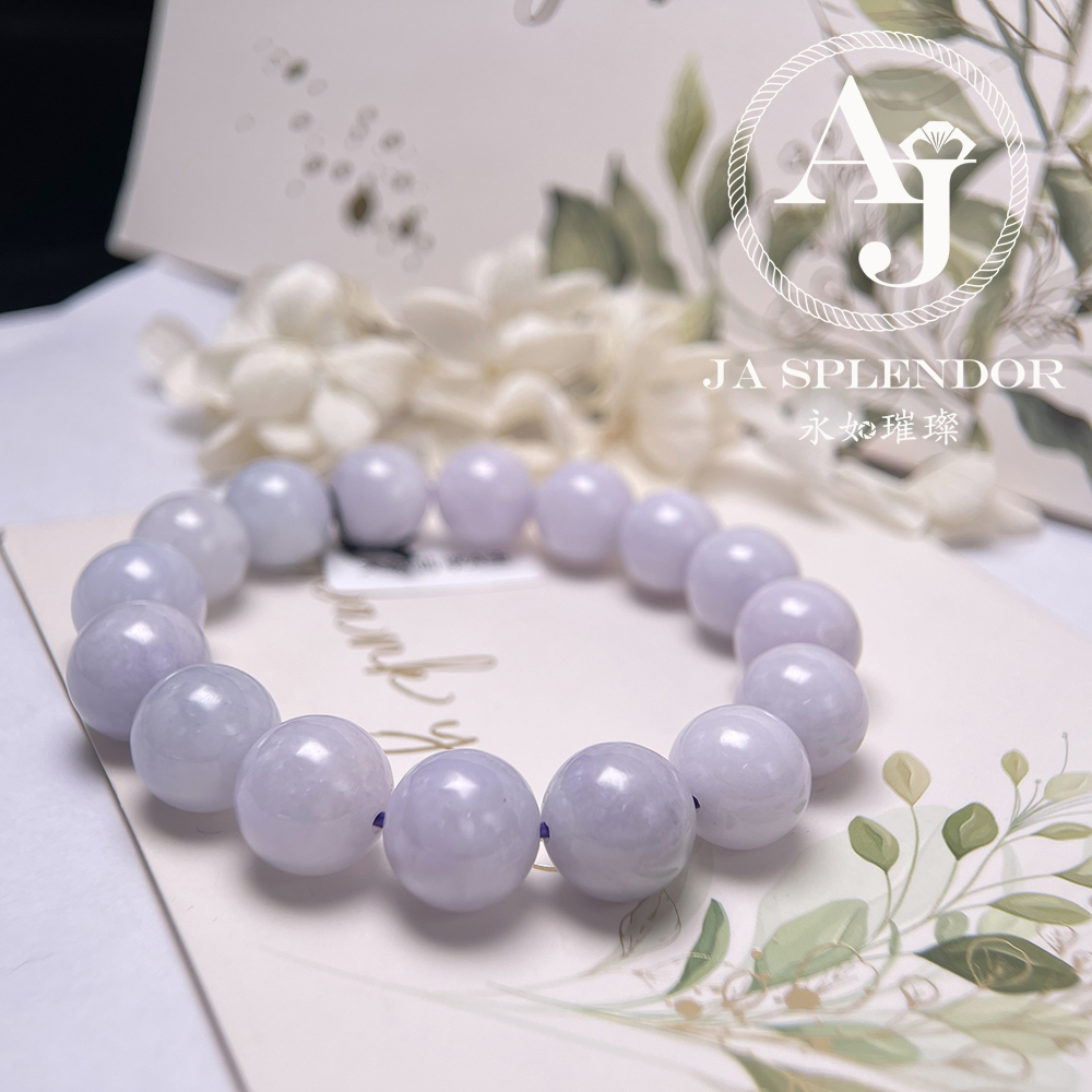 FBG-H40-3 天然翡翠A玉-紫圓珠手串(12mm)（旺人緣）