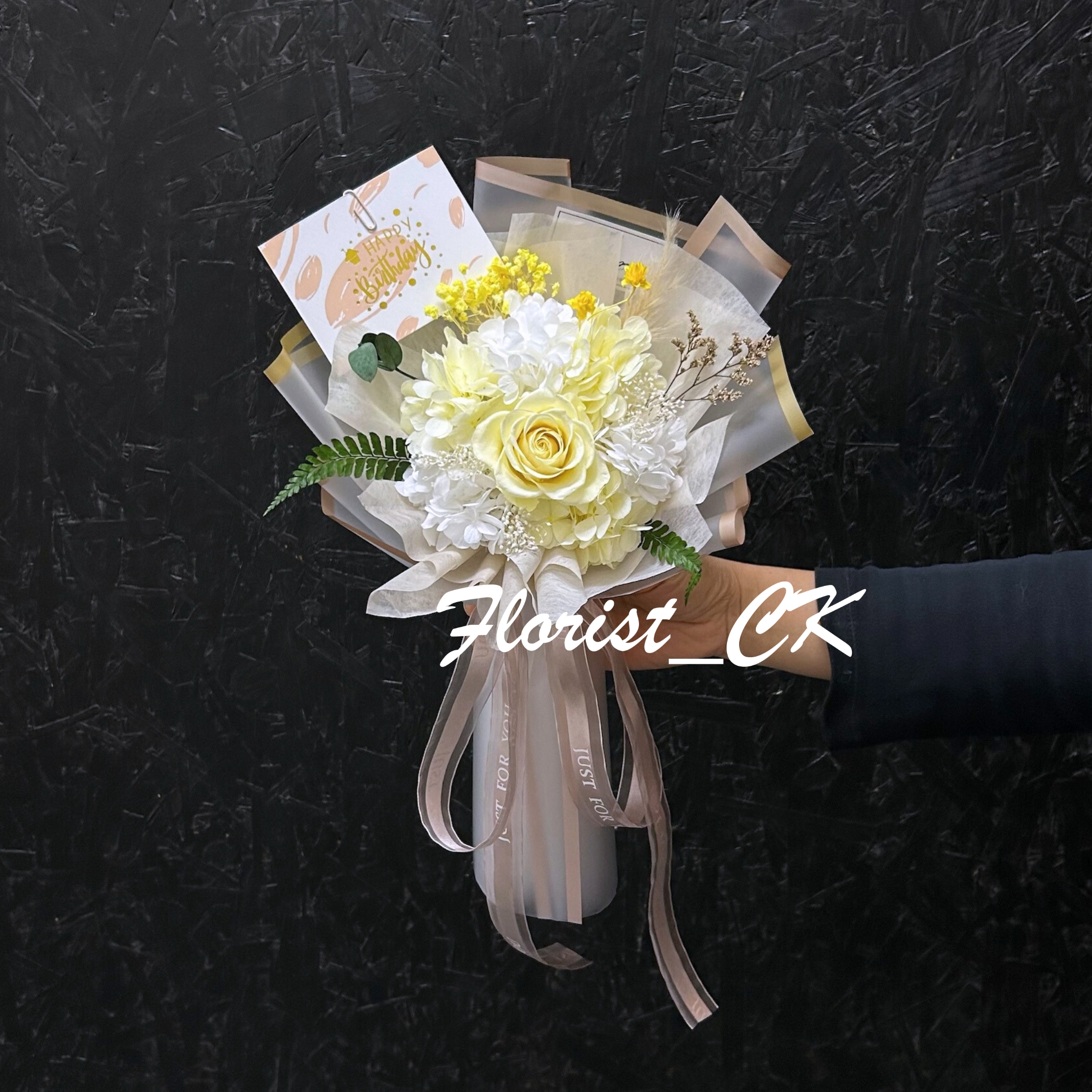 Mini Light Yellow｜永生玫瑰花束 (1 朵；預訂款)