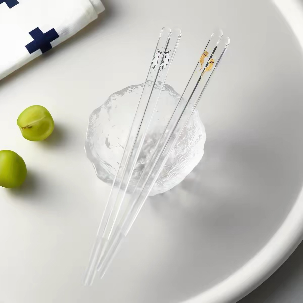 日本製貓咪系列印花透明筷子