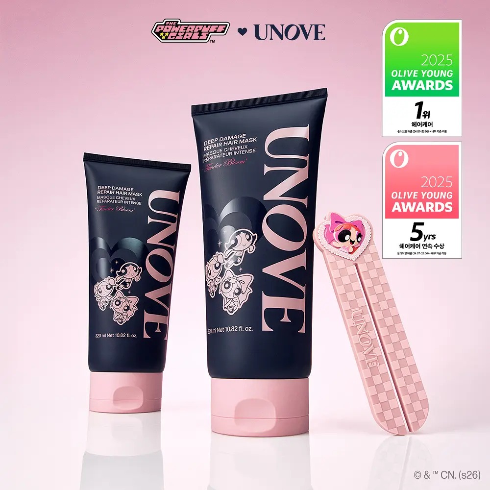 🌸Unove深層受損修護髮膜護髮素套裝✅Tender Bloom 310ml x 2支 送髮膜擠壓器 (隨機)