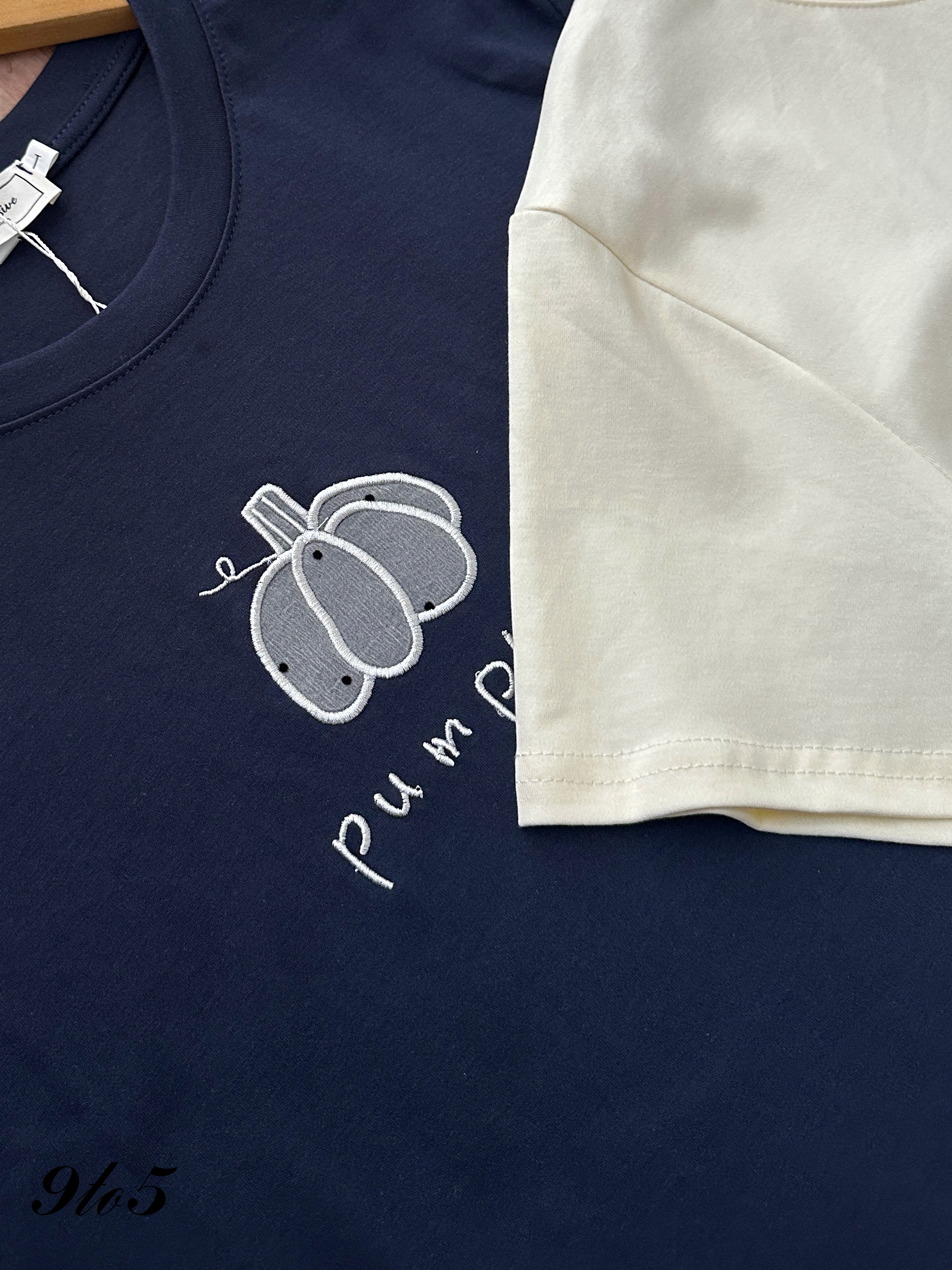 T4261 Embroidery Pumpkin Tee - 4 Colors 