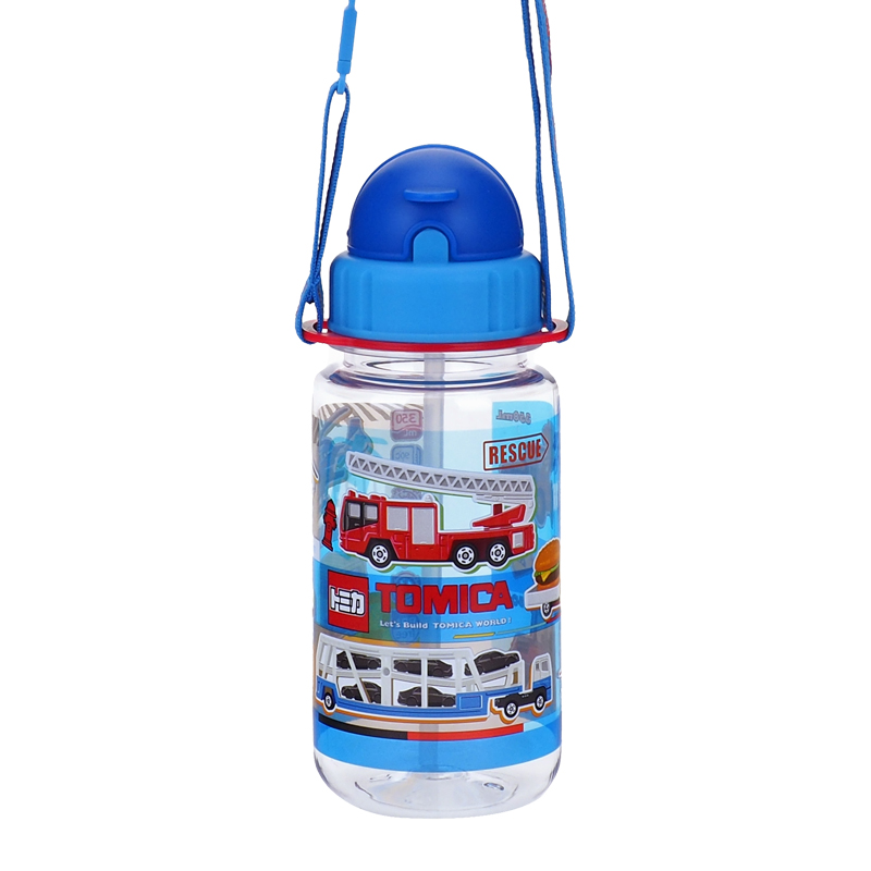 Tomica 350ml BPA & BPS Free Water Bottle w/ Straw & Neck Strap 膠水樽連飲管及頸繩