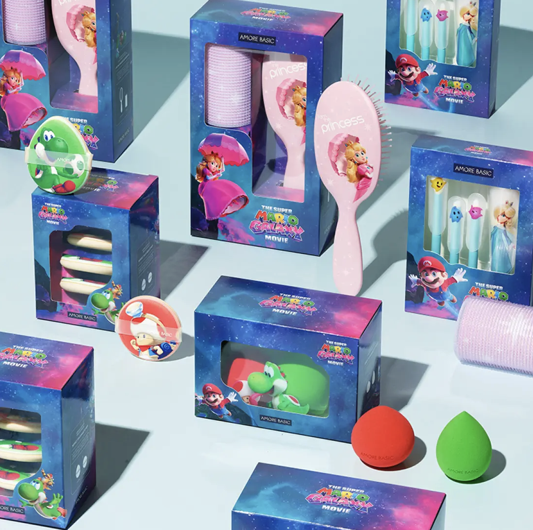 韓國限定 Amore X Super Mario 持久底妝 美妝蛋 2入 + 收納袋｜Power Lasting Make Up Sponge Set