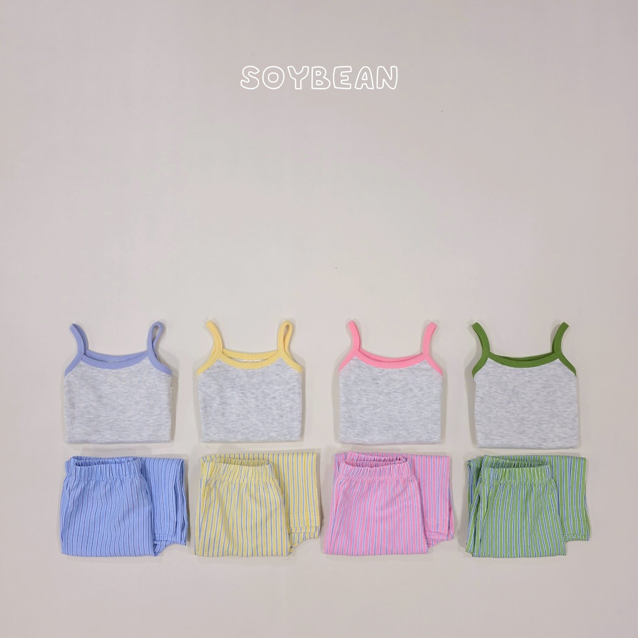 Soybean | stripe Pants set(Pink/Blue/Green/Yellow L(100-110)
