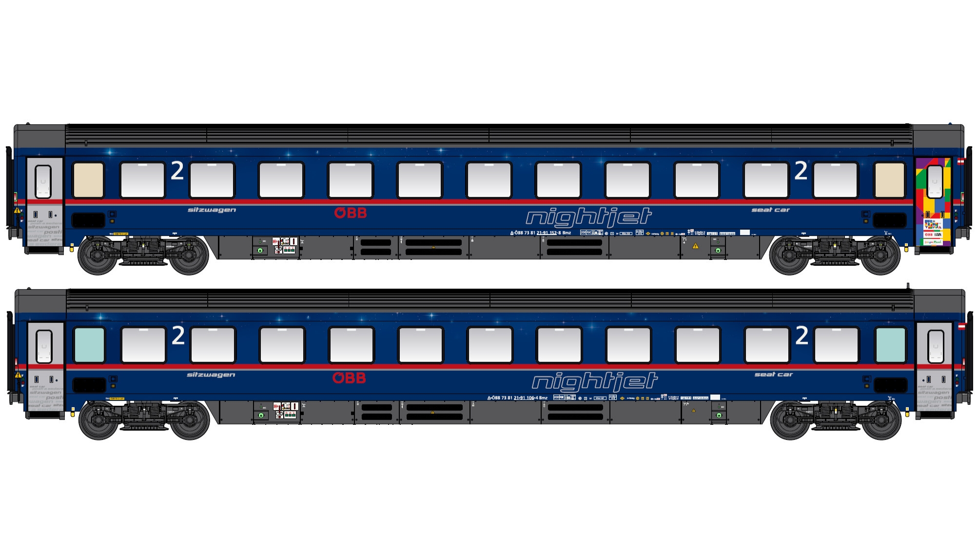 LS models N-scale ÖBB Nightjet Ep.VI Personenwagen Euro Pride (2-Car Set)