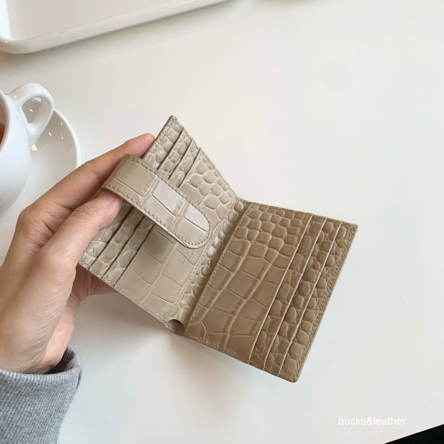  bucks&leather 鱷魚壓紋復古短銀包