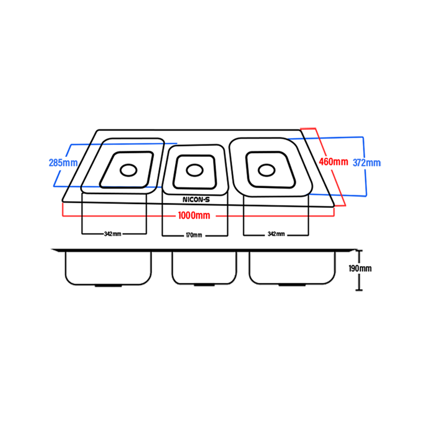 Nicon Smart Super Deep Hair Line 2 Bowl Kitchen Sink (10046#) W6-06