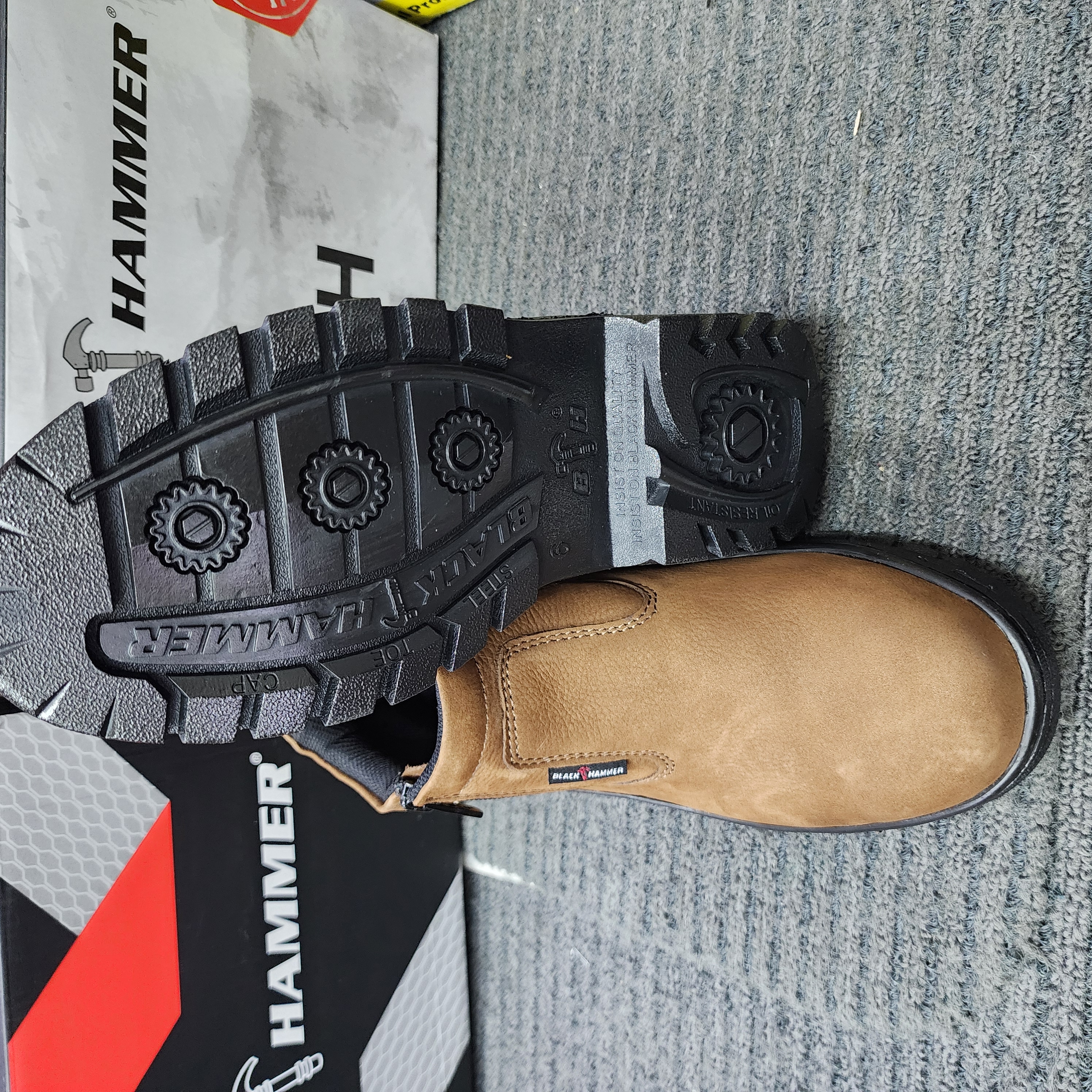 Black Hammer 2000 Series Double Zip Safety Shoes BH 2882 Boots Leather SIRIM DOSH Kasut Kasut Keselamatan