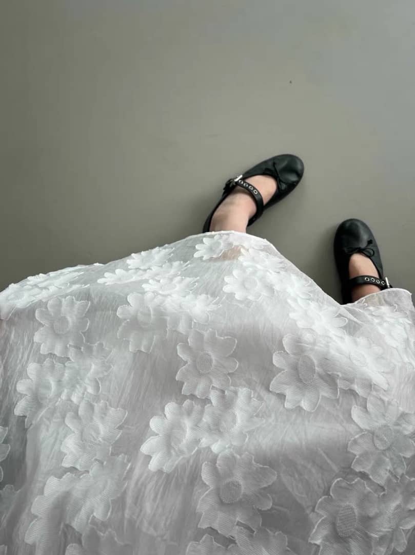 Floral Embroidered Tiered A-Line Skirt ‖ 花卉刺绣拼接伞摆半裙 KR03939